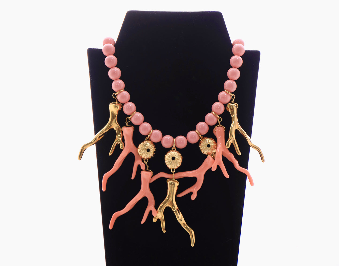 Coral and stone necklace